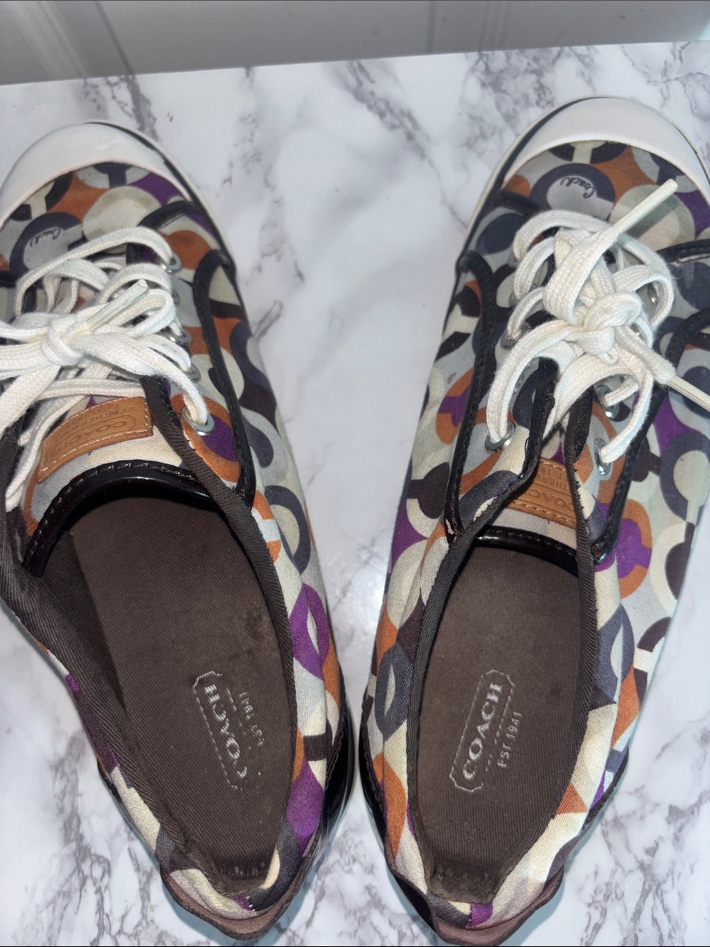Women’s Coach Est. 1941 Multicolor Signature Print Lace-Up Sneakers Size 11 - Picture 6 of 13